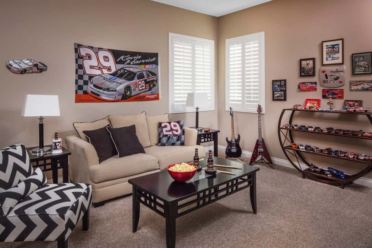 New Brunswick man cave with shutters